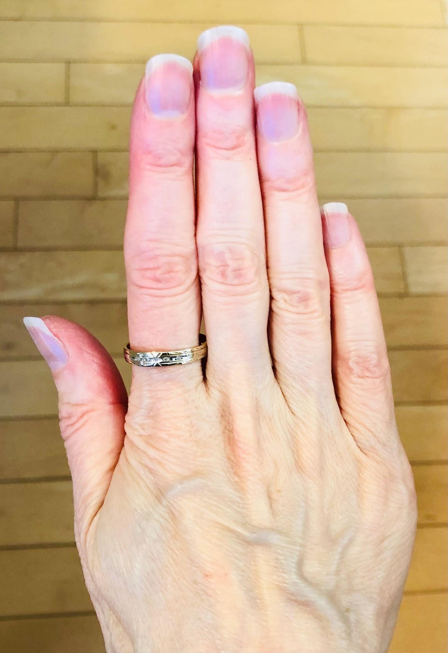 Diamond Wedding Band - Vintage Solid 10k Yellow Gold - Stacking Ring - Size 8.75 - Fine Jewelry