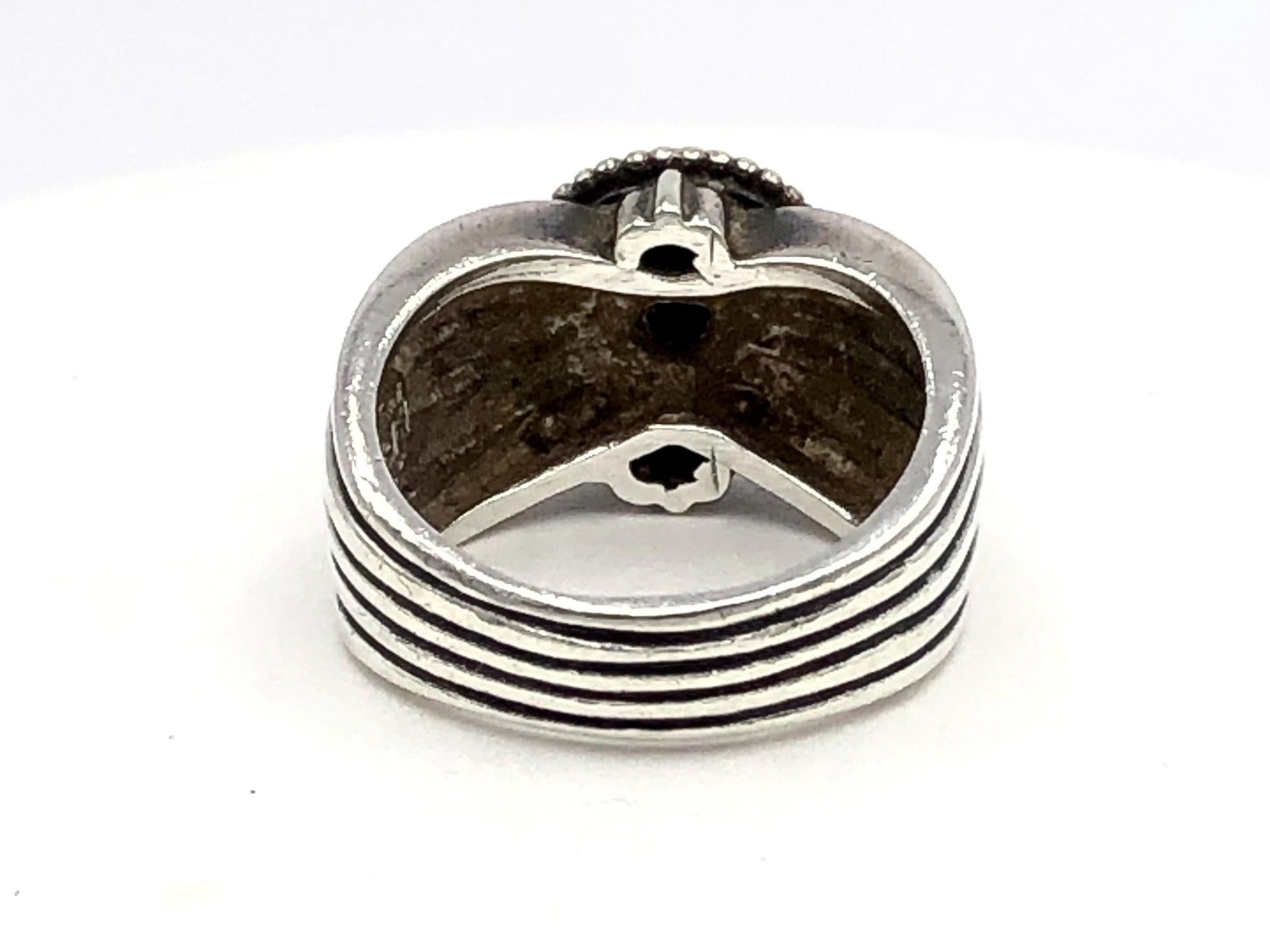 Vintage Boho Sterling Silver and Gold Black Onyx Ring - SDG Ring - Size 8