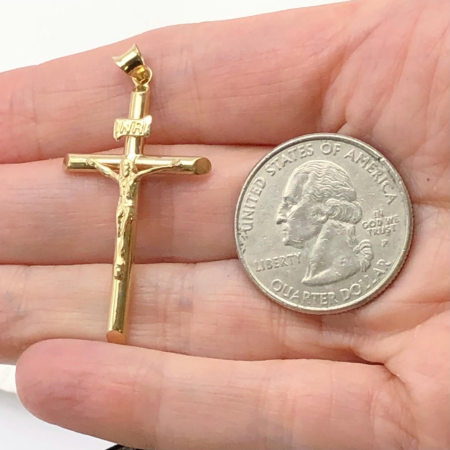 Yellow Gold Crucifix Cross Pendant, Vintage Men's 14k Religious Fine Jewelry