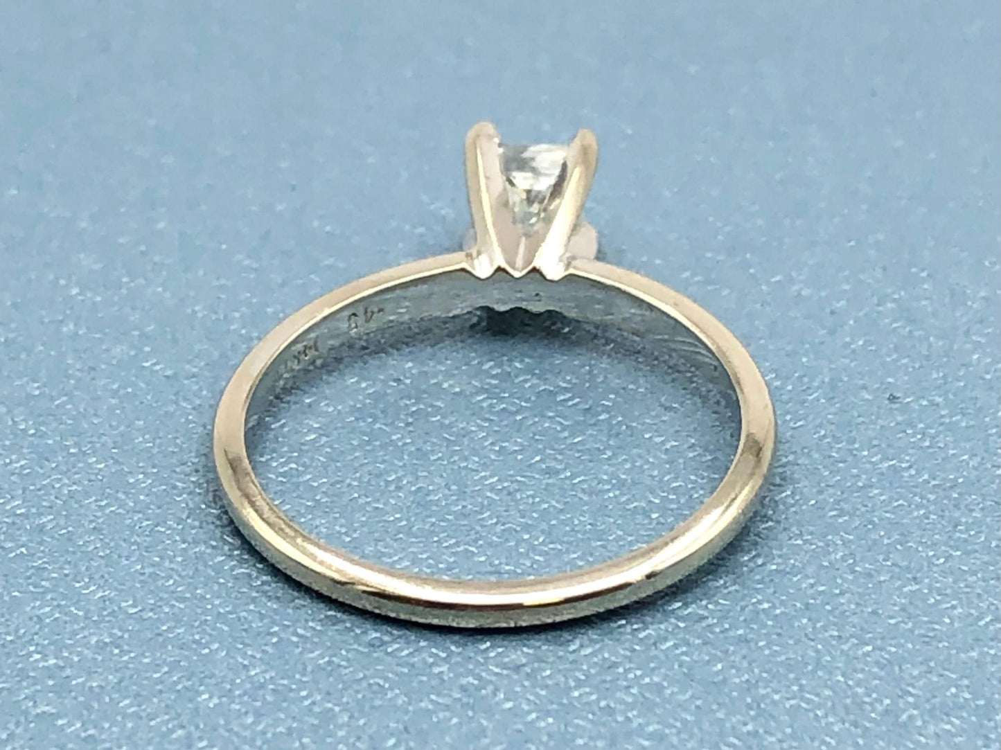 Vintage 14k White Gold Princess Cut Diamond Solitaire Engagement Ring: .45 CT, Size 7