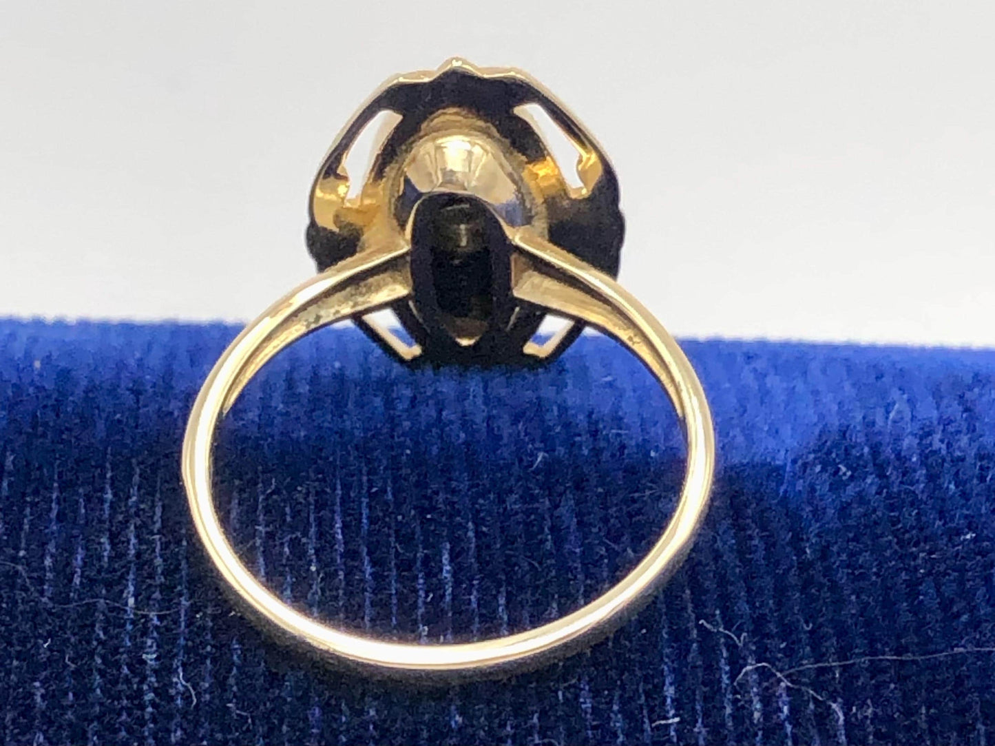 Vintage 10k Two Tone Gold Black Onyx Diamond Ring, Retro Style Ring, Size 6.75