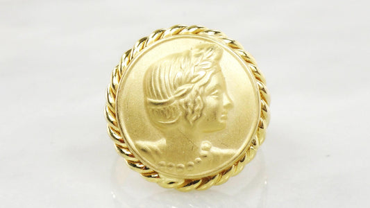 Vintage 14k Yellow Gold Cameo Ring - Italian Design, Size 10