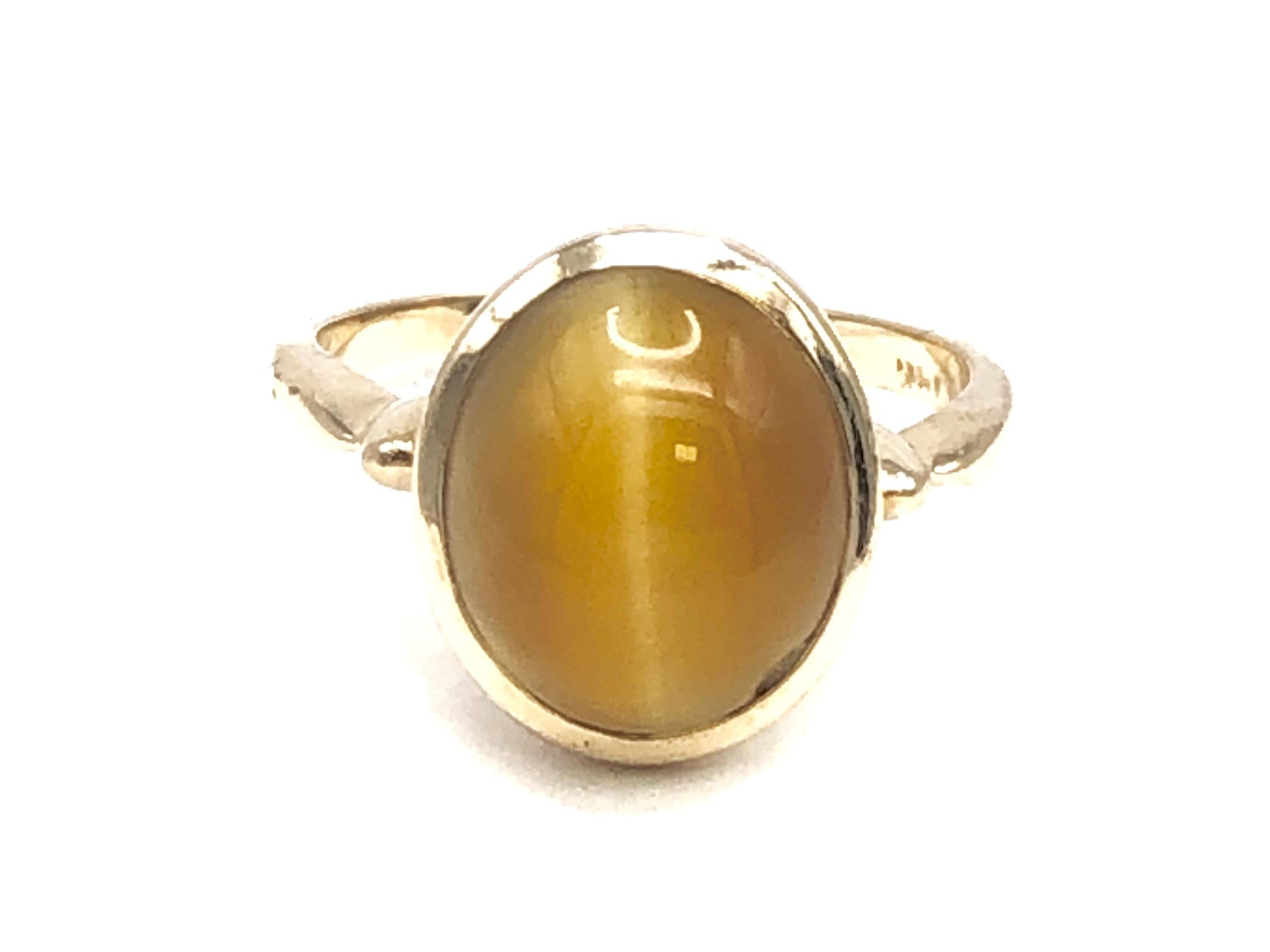 Vintage 14k Yellow Gold Tiger Eye Ring - Size 6