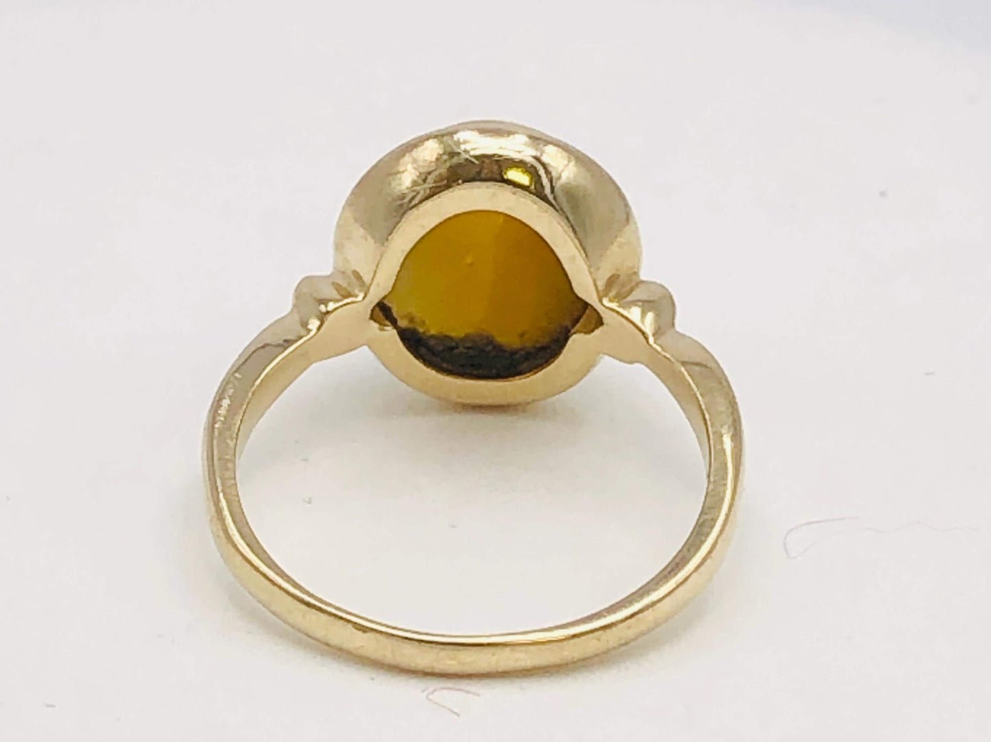 14k Yellow Gold Tiger Eye Ring - Vintage Natural Oval Shaped Gold Gemstone - Size 6 - Fine Jewelry
