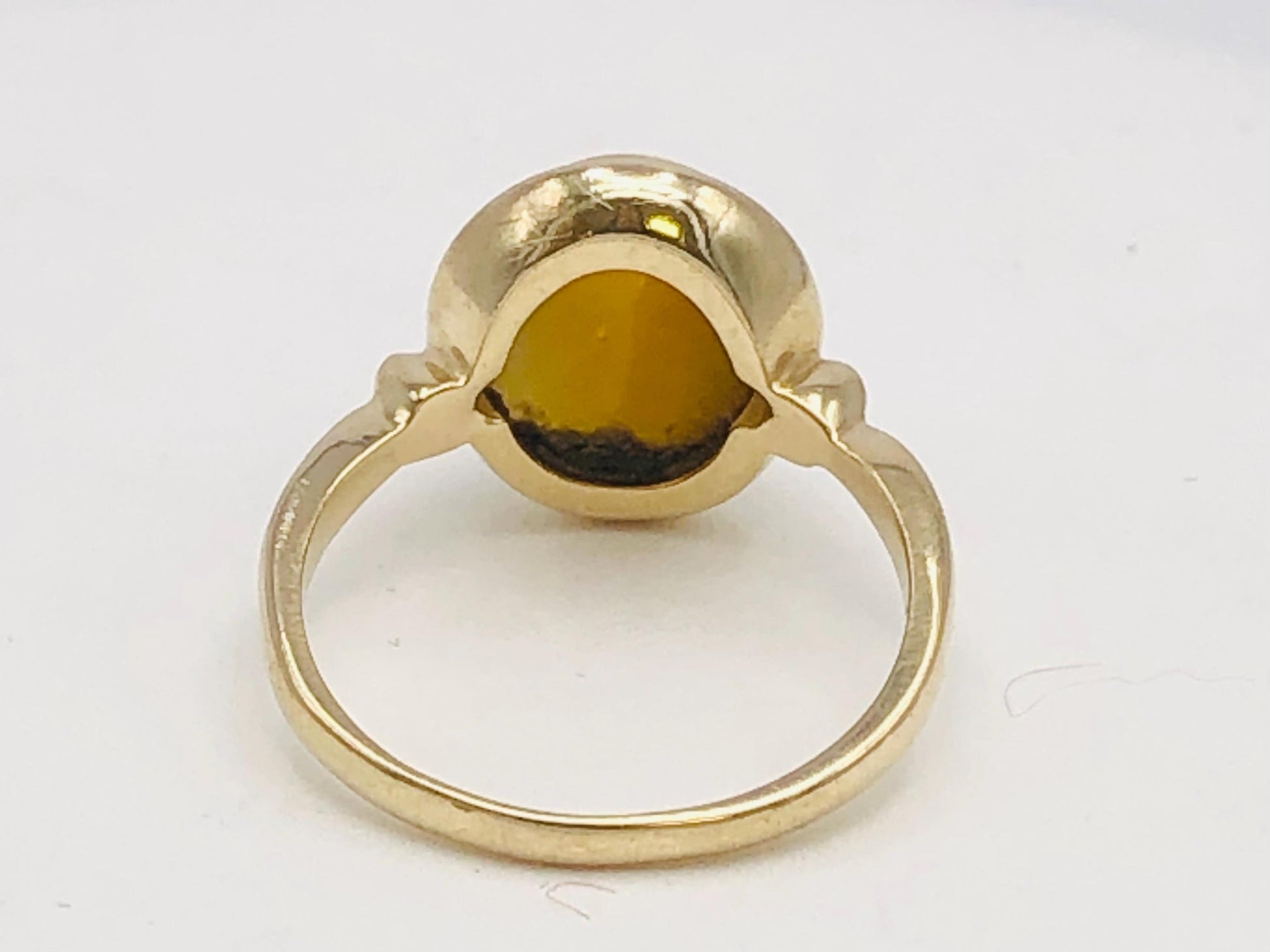 Vintage 14k Yellow Gold Tiger Eye Ring - Size 6