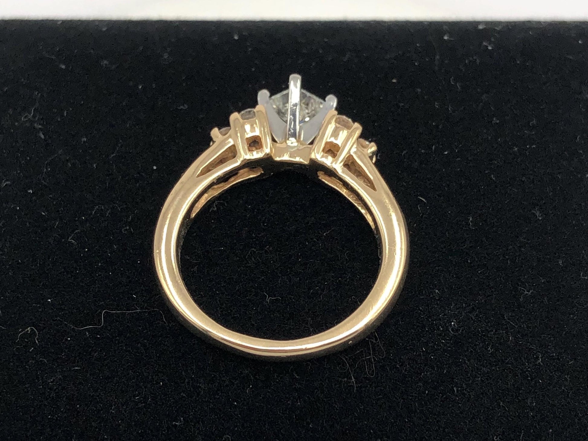 Vintage 14k Two Tone Gold Princess Cut Natural Diamond Engagement Ring, Square Diamond Ring, 1 CTS Total Diamond Weight Size 6.25