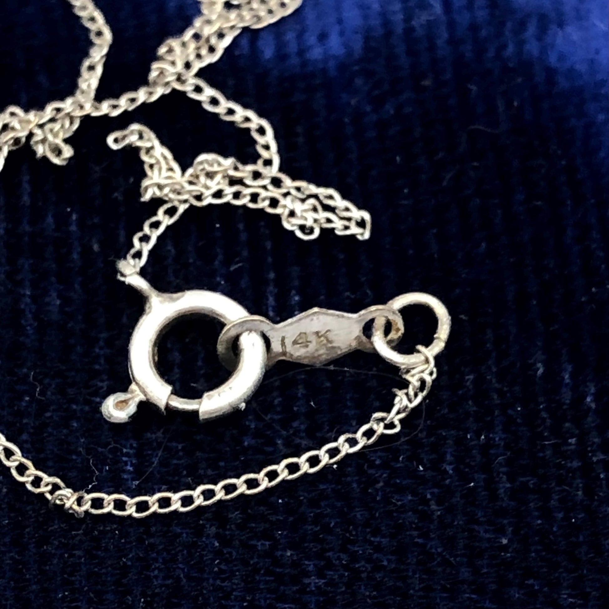 Vintage 14k White Gold Pearl Pendant Necklace: 1960s Bridal Choker, 15.25"