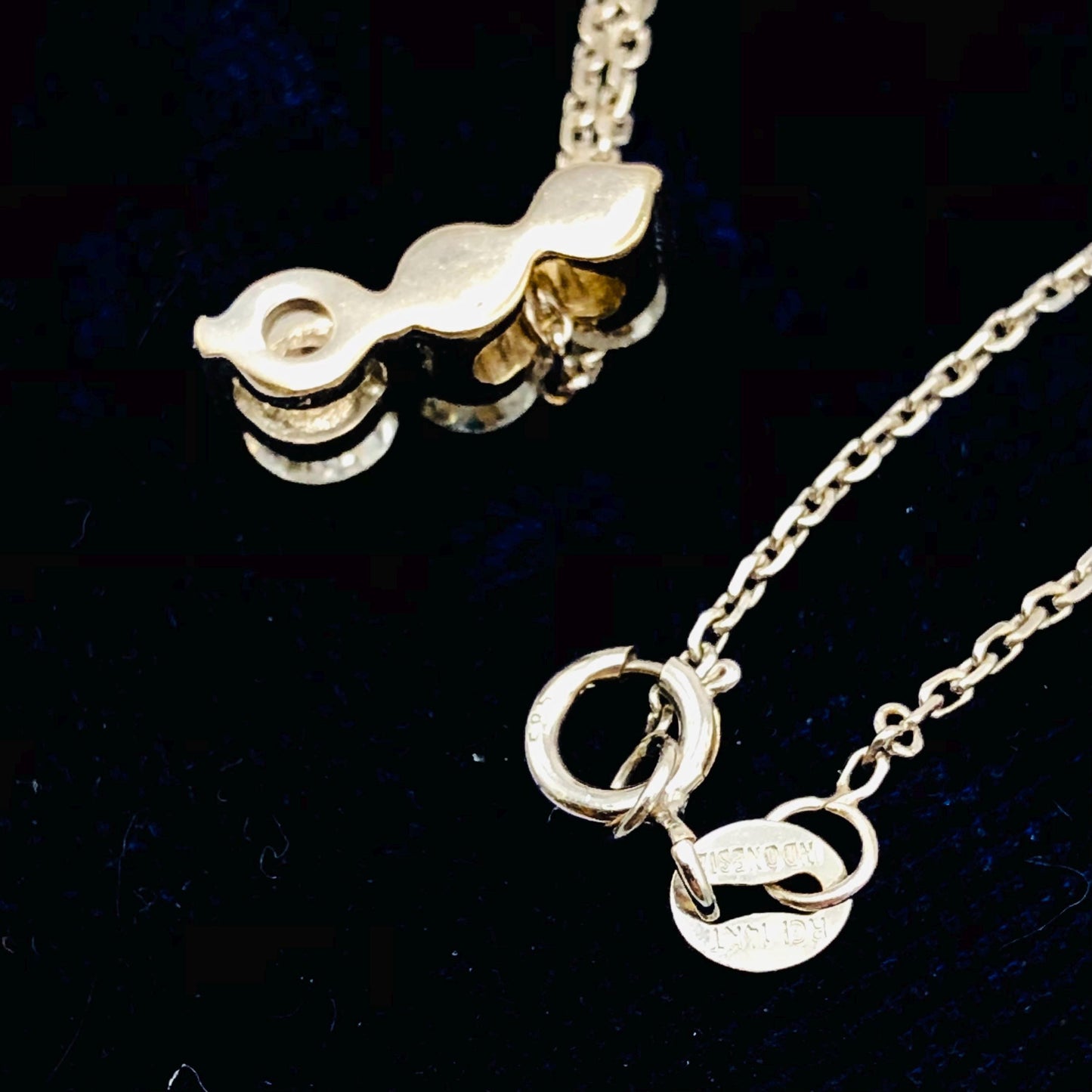 Vintage 14k White Gold Three Natural Diamonds Pendant Necklace, Approx. 1/2 Carat Journey Necklace, 16"