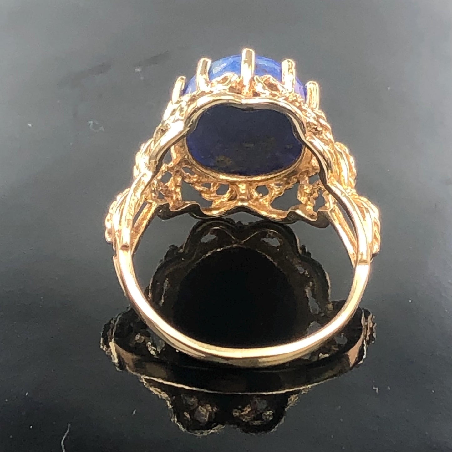 Vintage 14k Yellow Gold Lapis Lazuli Ring, Size 9.25