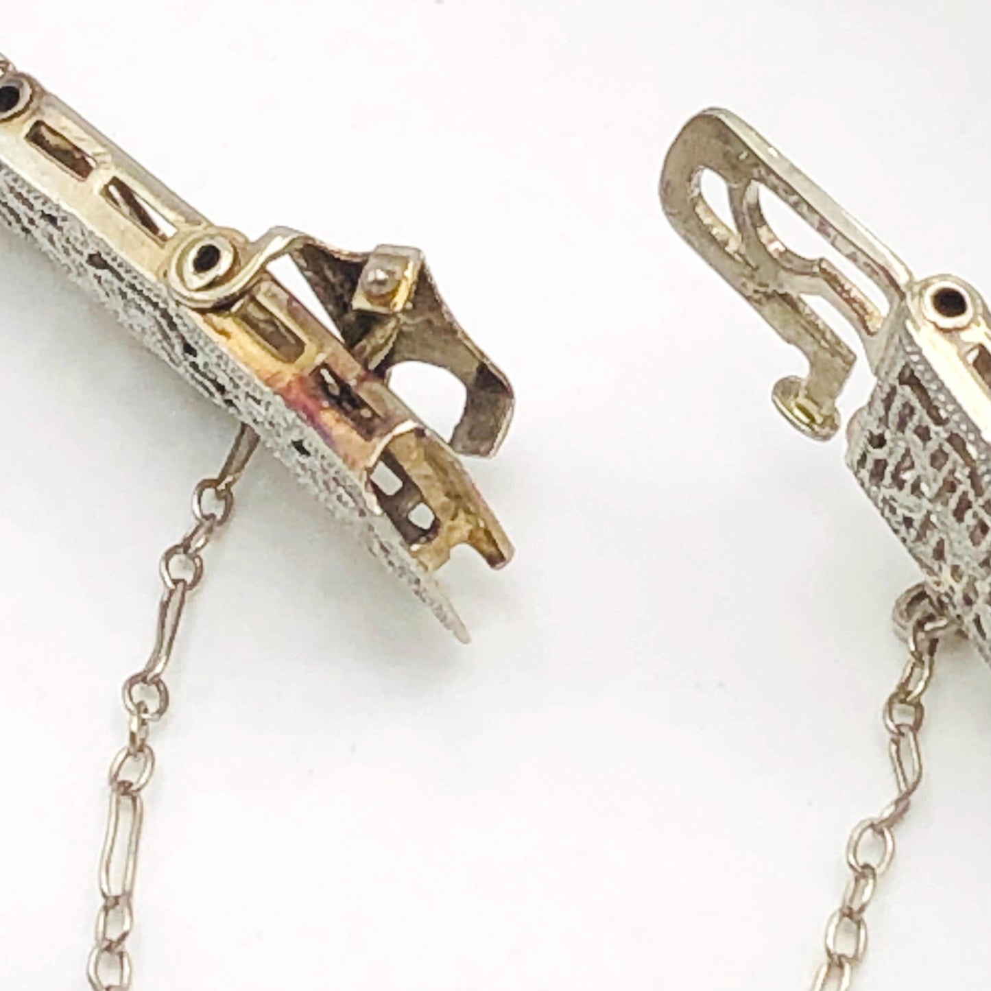 Vintage Art Deco 14k White Gold and Platinum Diamond and Green Glass Star Bracelet