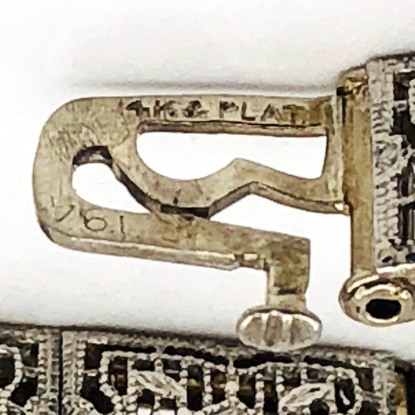 Vintage Art Deco 14k White Gold and Platinum Diamond and Green Glass Star Bracelet