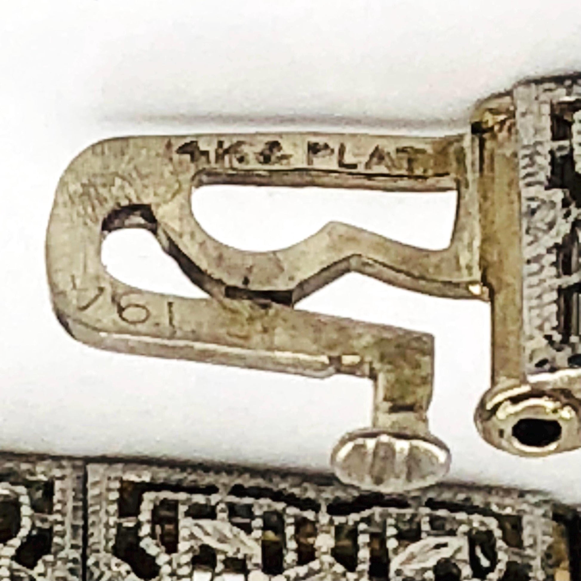 Vintage Art Deco 14k White Gold and Platinum Diamond and Green Glass Star Bracelet