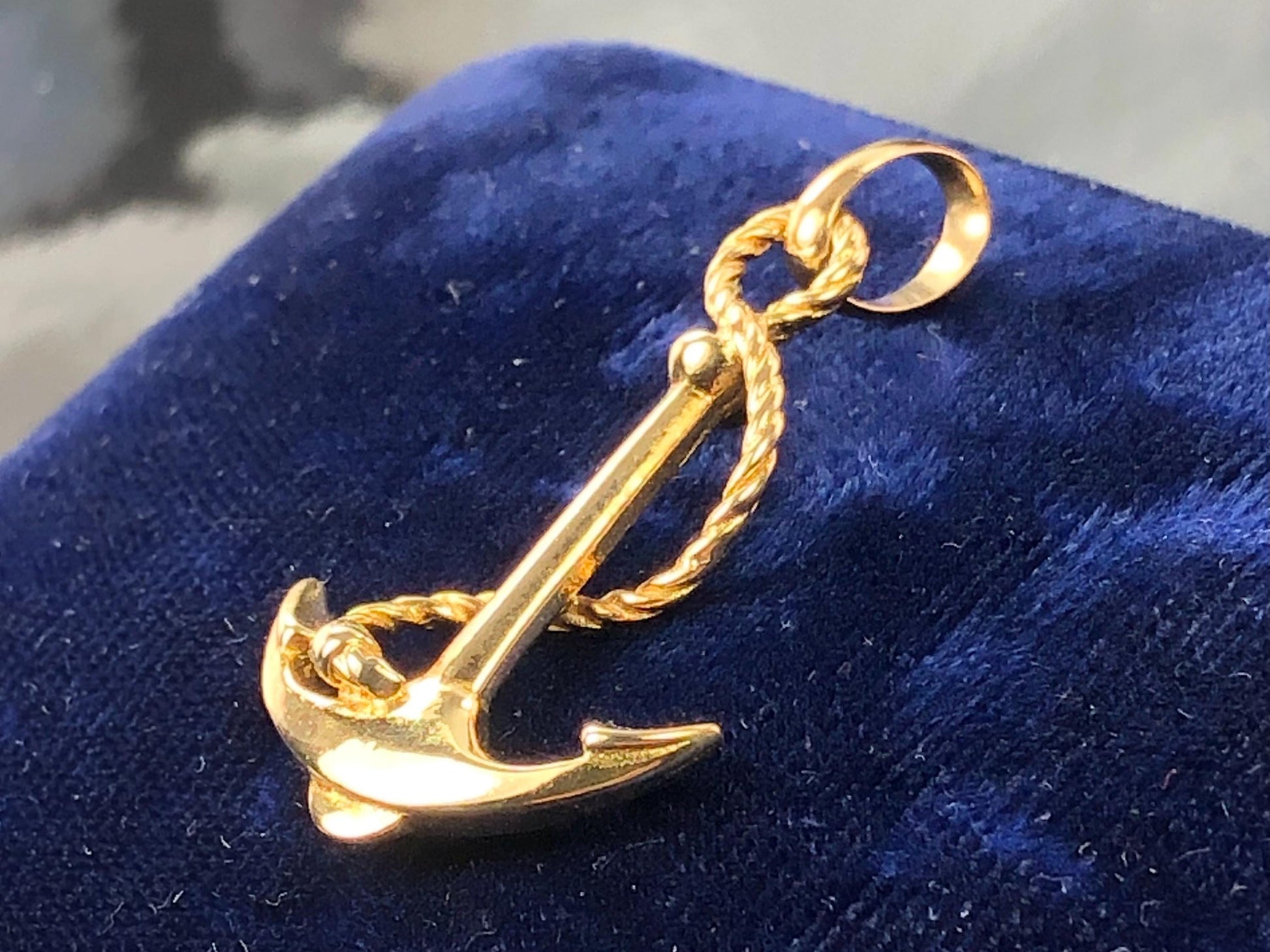 Vintage Large 18k Yellow Gold Anchor Pendant Religious Hope Charm - 3-D Good Luck Charm