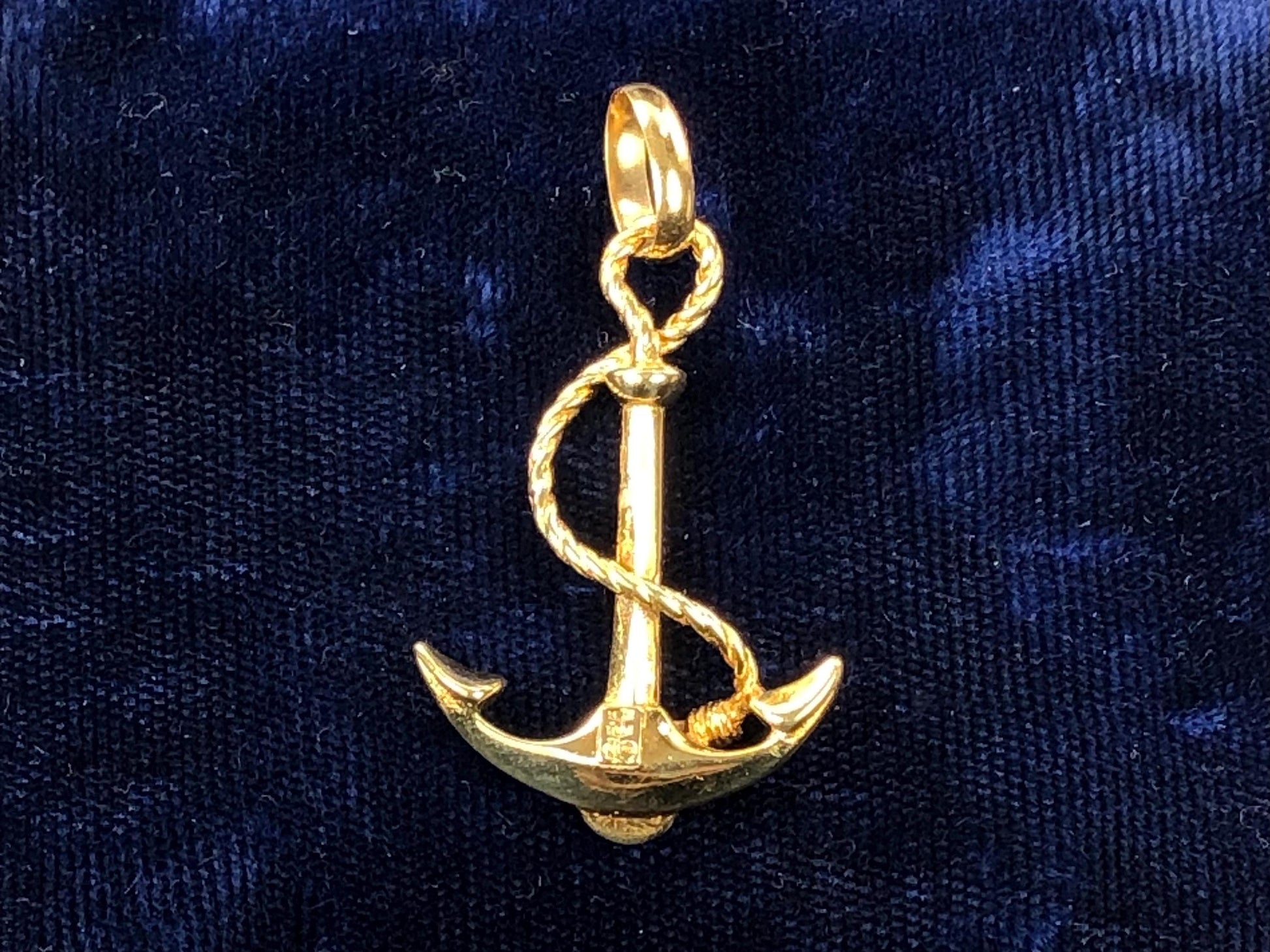 Vintage Large 18k Yellow Gold Anchor Pendant Religious Hope Charm - 3-D Good Luck Charm