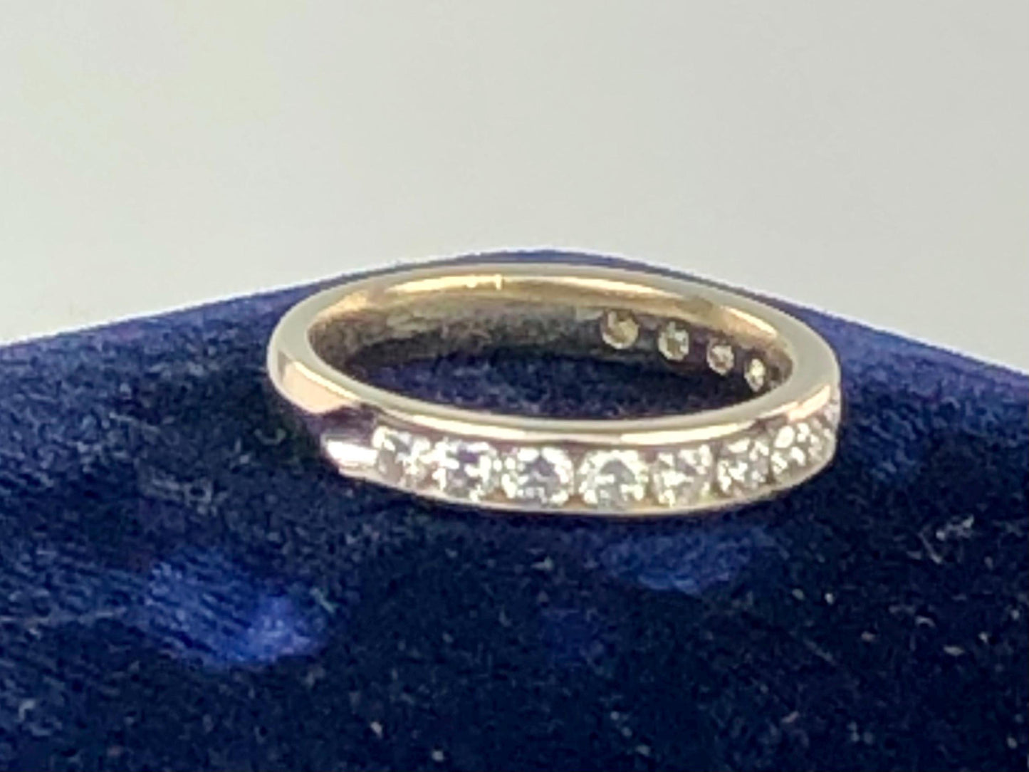 Vintage 14k White Gold Natural Diamond Wedding Band, Channel Set .75 Carat TDW Round Diamond Ring, Size 7.25