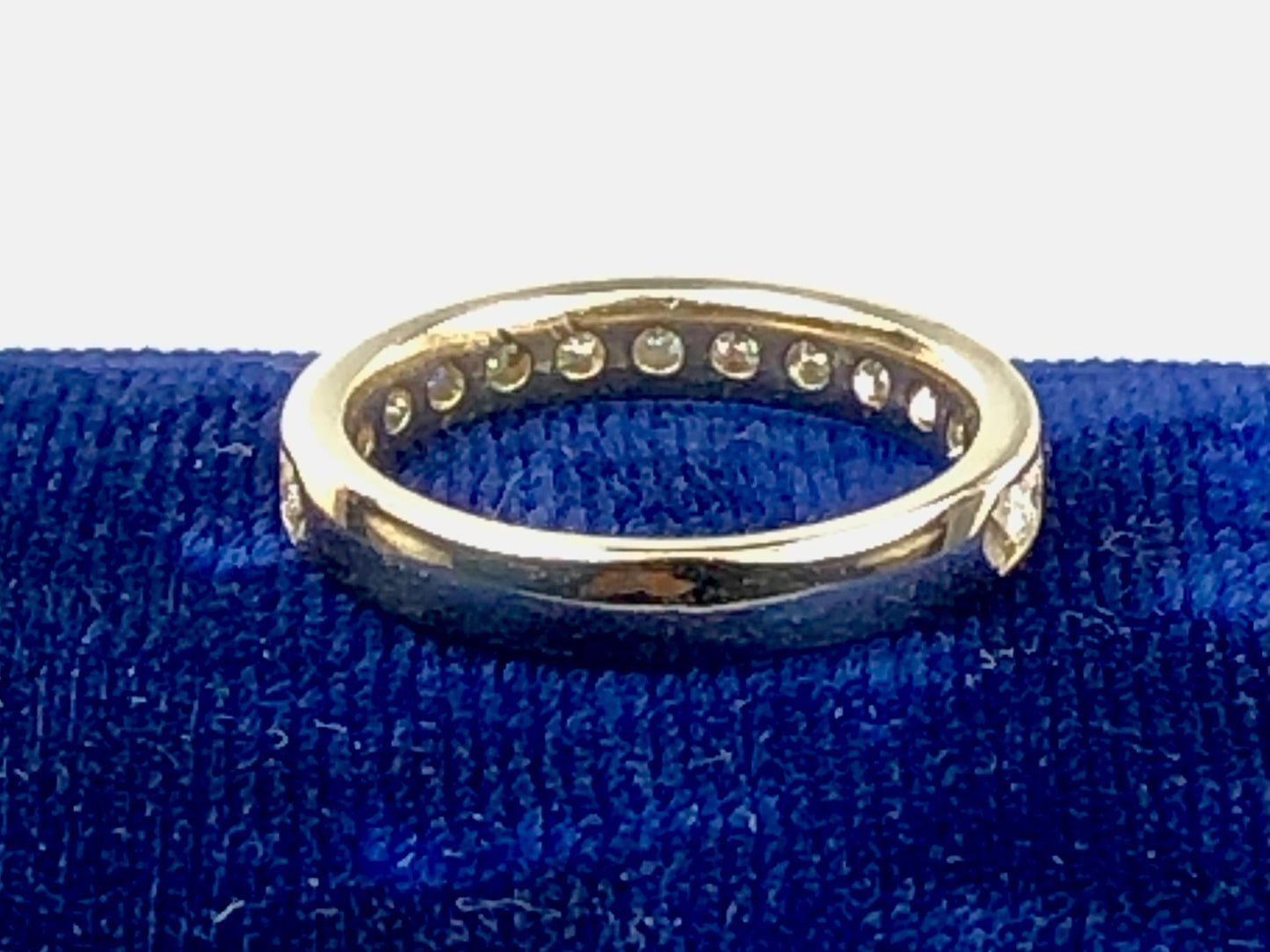 Vintage 14k White Gold Natural Diamond Wedding Band, Channel Set .75 Carat TDW Round Diamond Ring, Size 7.25