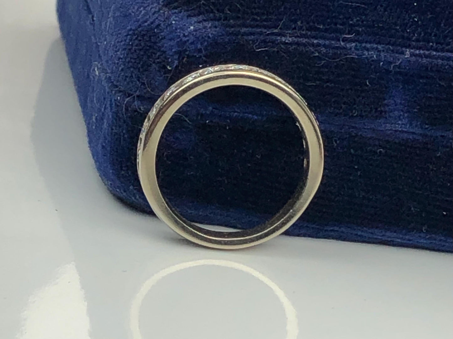 Vintage 14k White Gold Natural Diamond Wedding Band, Channel Set .75 Carat TDW Round Diamond Ring, Size 7.25