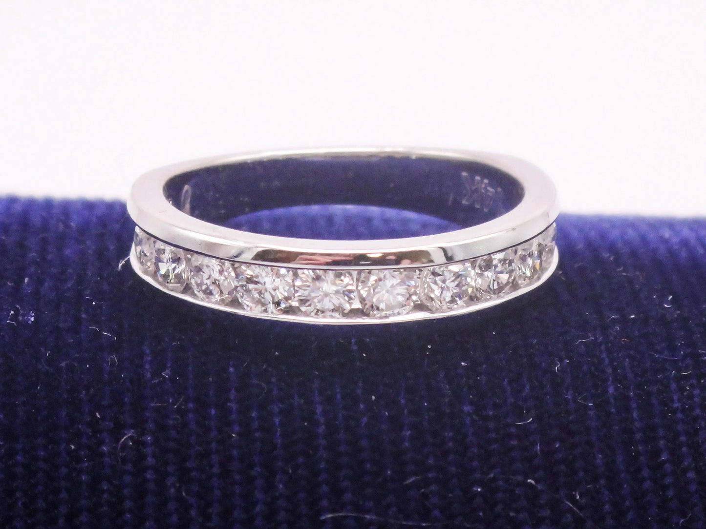 Vintage 14k White Gold Channel Set Natural Diamond Wedding Band, Approximately .75 CTS TDW Size 7