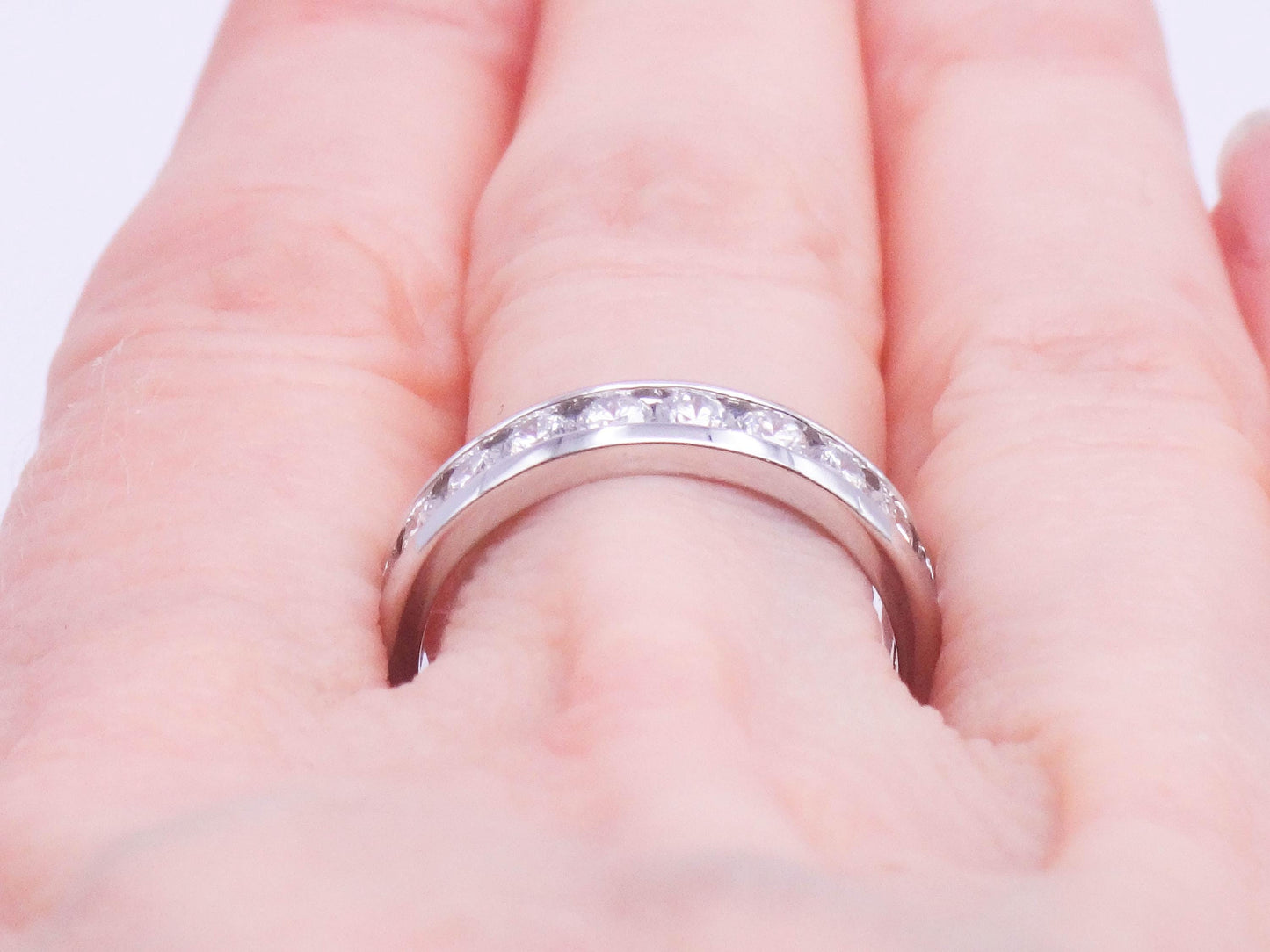 Vintage 14k White Gold Diamond Wedding Band - Channel Set, .75 TDW, Size 7