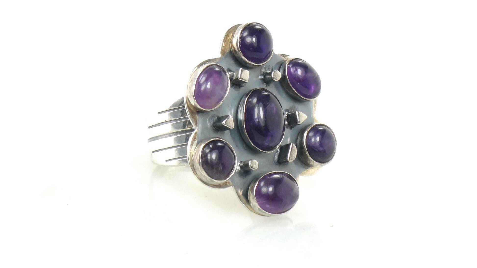 Vintage Large Jay King Sterling Silver Amethyst Ring Size 10 DTR