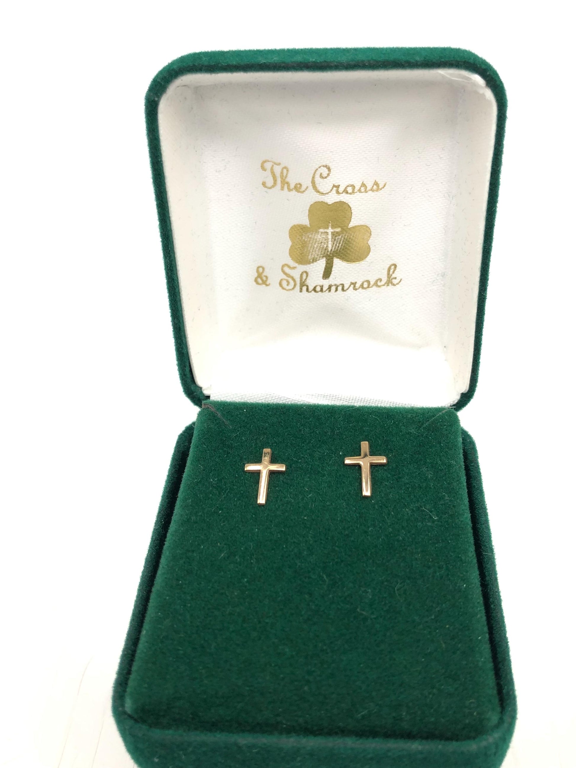 14k Yellow Gold Cross Earrings - Small Studs - Vintage Fine Jewelry