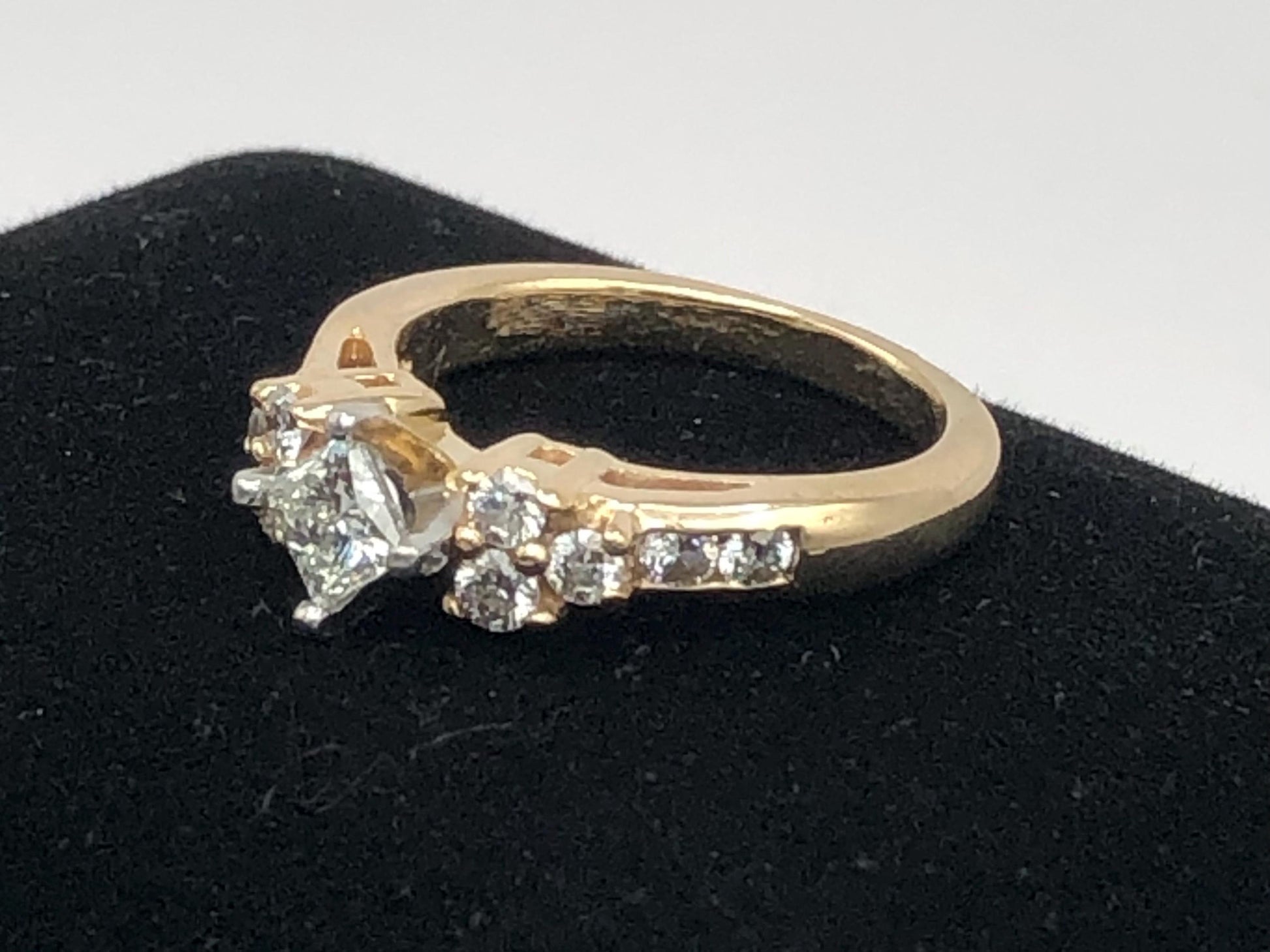 Vintage 14k Two Tone Gold Princess Cut Natural Diamond Engagement Ring, Square Diamond Ring, 1 CTS Total Diamond Weight Size 6.25