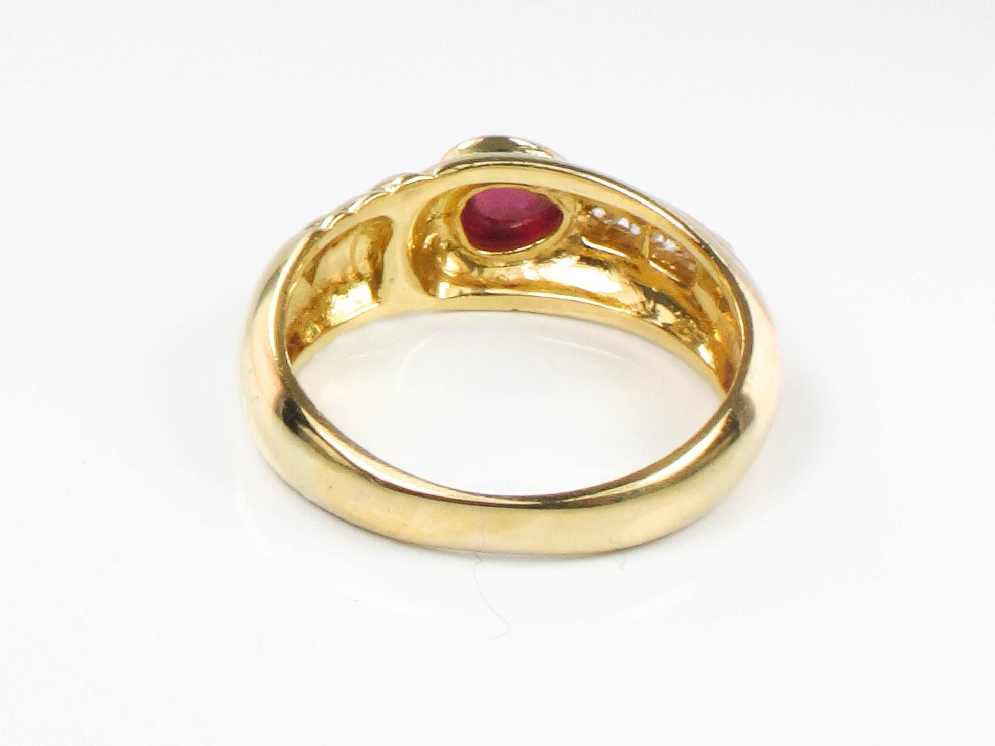 Vintage 18k Yellow Gold Ruby Diamond Ring - July Birthstone, Size 6