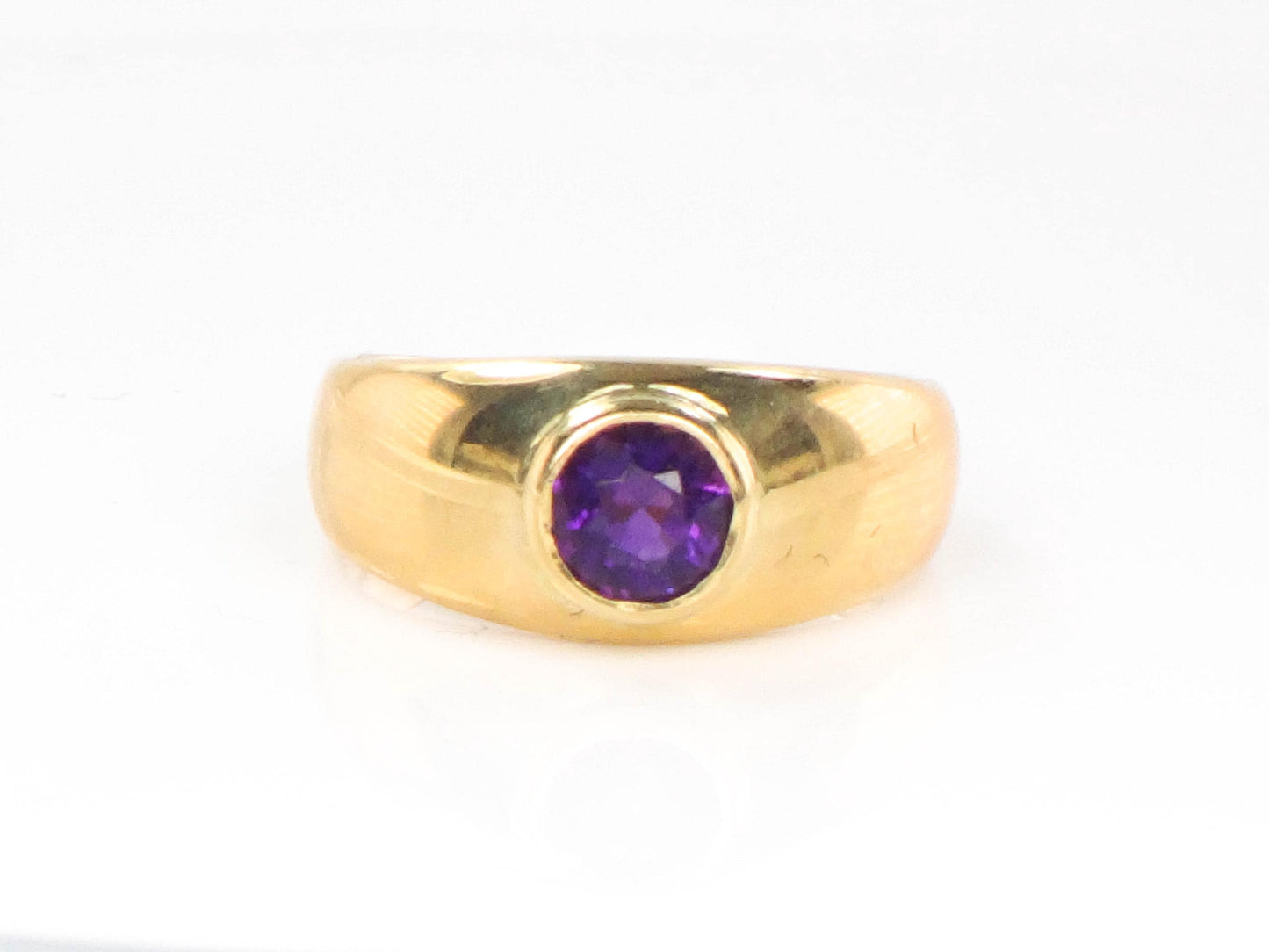 Vintage 14k Yellow Gold Natural Amethyst Ring Purple February Birthstone - Size 5