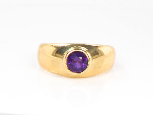 Vintage 14k Yellow Gold Natural Amethyst Ring Purple February Birthstone - Size 5
