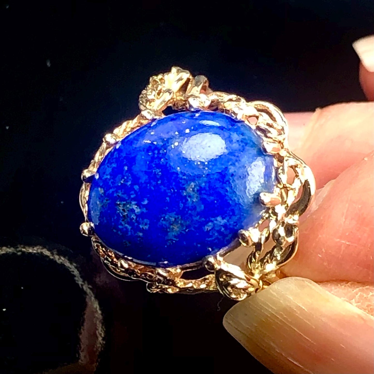 Vintage 14k Yellow Gold Lapis Lazuli Ring, Size 9.25