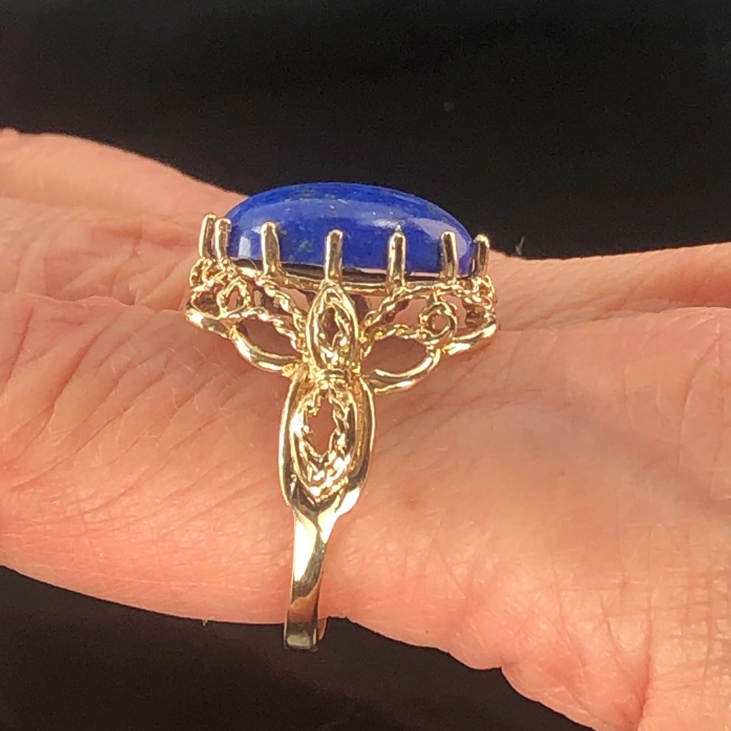 Vintage 14k Yellow Gold Lapis Lazuli Ring, Size 9.25