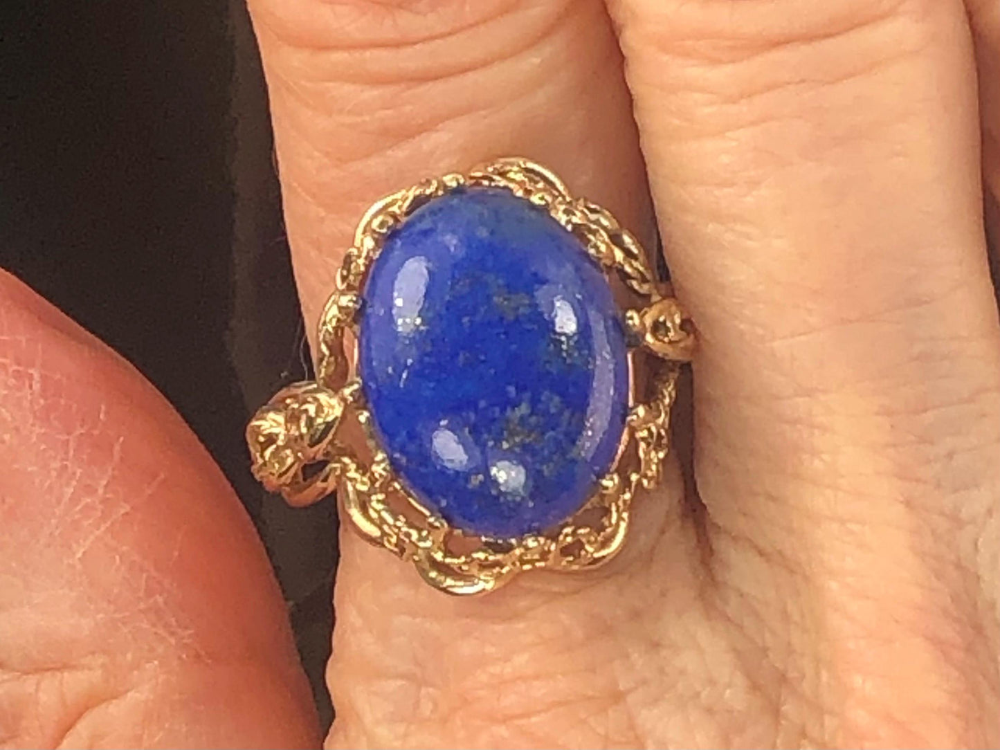Vintage 14k Yellow Gold Lapis Lazuli Ring, Size 9.25