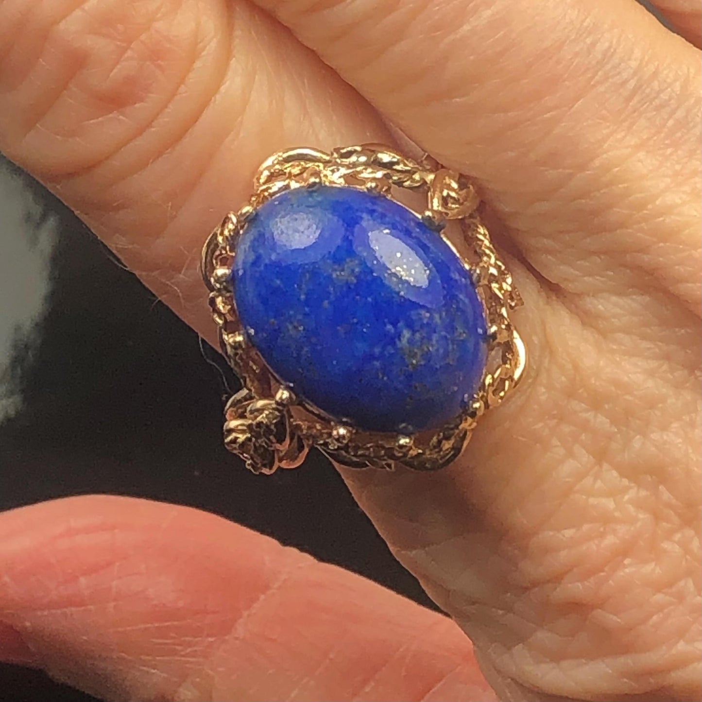 Vintage 14k Yellow Gold Lapis Lazuli Ring, Size 9.25