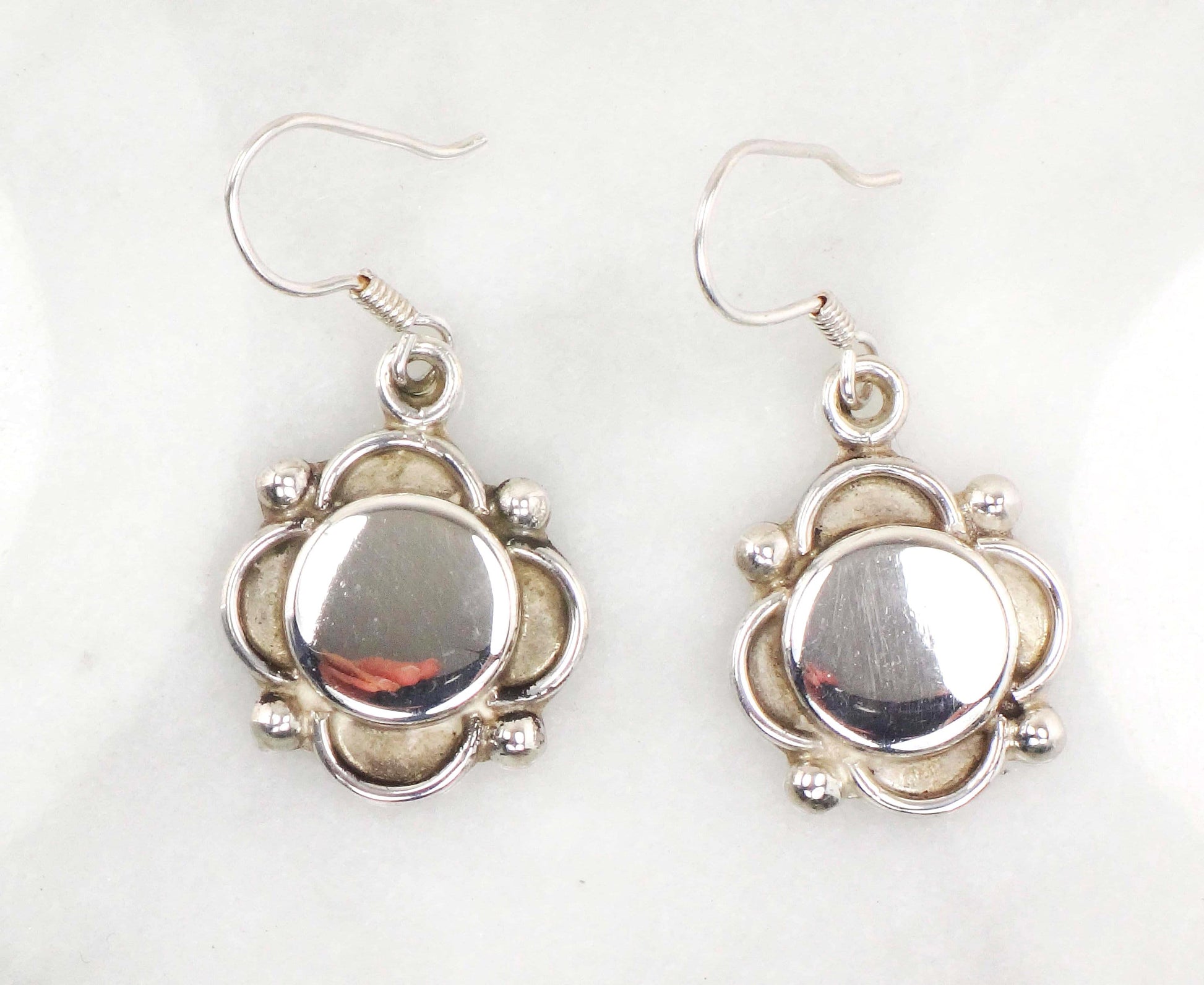 Vintage Mexico Sterling Silver Dangle Earrings: Ball Accent Statement Jewelry