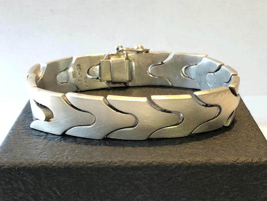 Vintage 950 Silver Y-Link Bracelet: Men's Heavy Modernist Design, 9 Inch