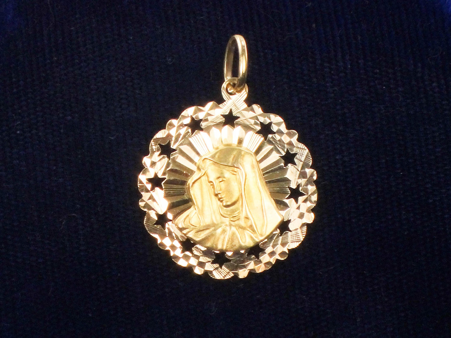 Vintage 18k Gold Virgin Mary Medal, Mother Mary Pendant, Catholic Religious Charm