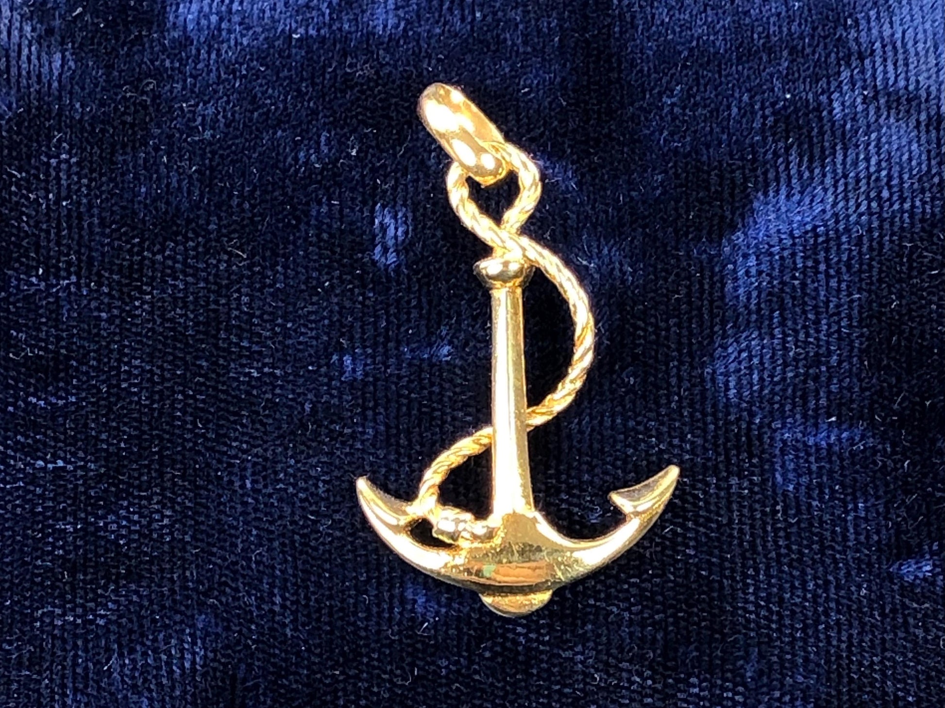 Vintage Large 18k Yellow Gold Anchor Pendant Religious Hope Charm - 3-D Good Luck Charm