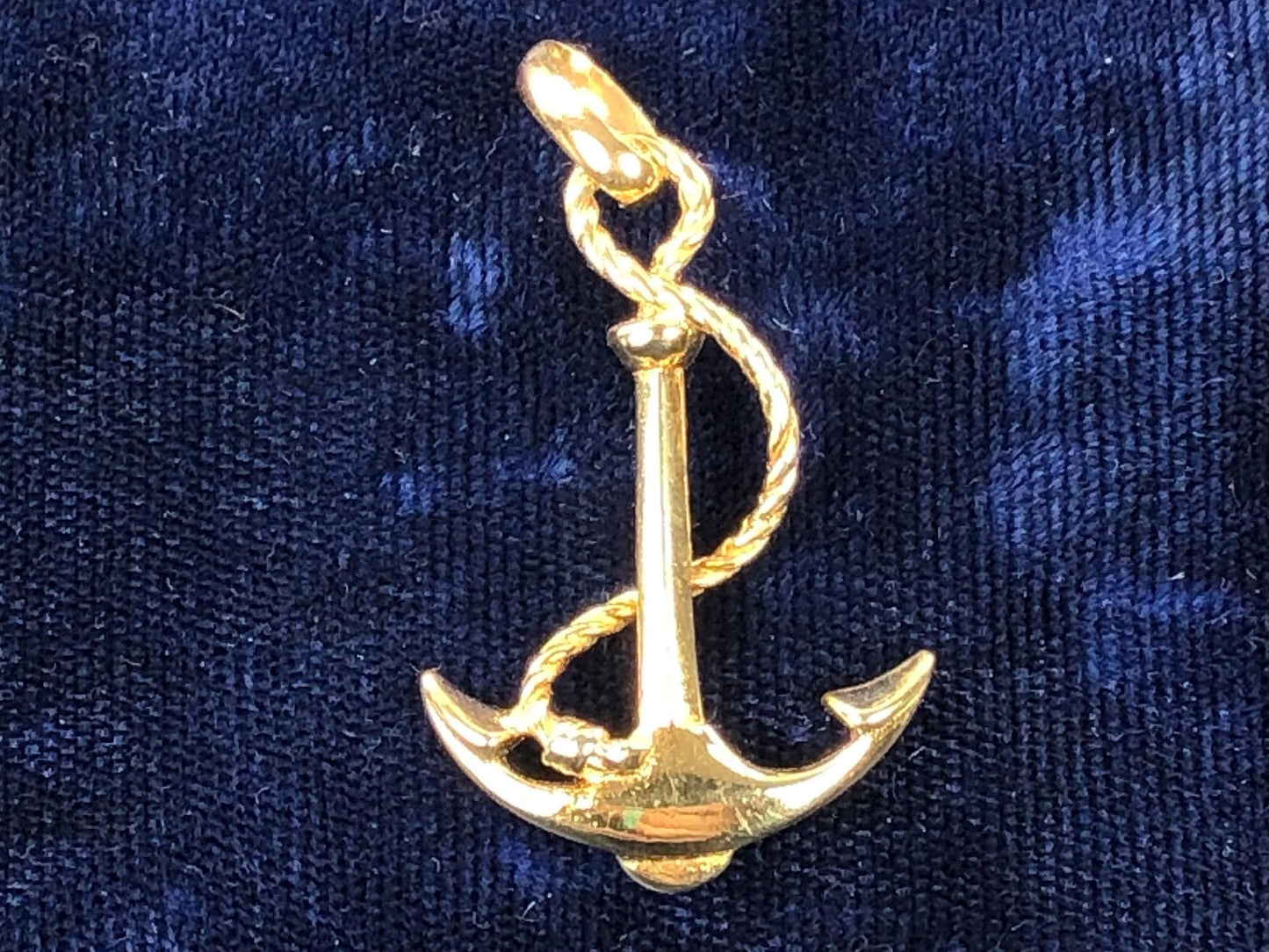 Vintage Large 18k Yellow Gold Anchor Pendant Religious Hope Charm - 3-D Good Luck Charm