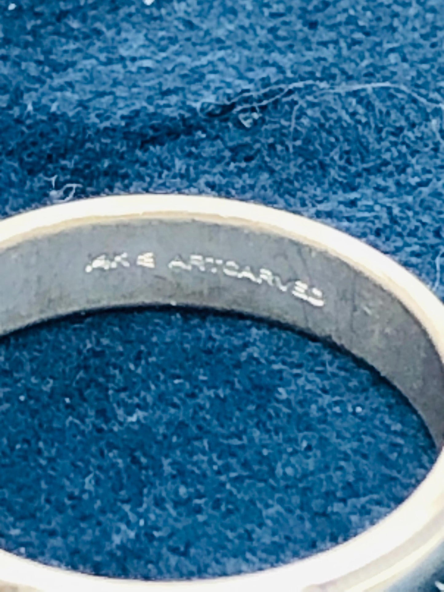 Vintage ArtCarved 14k White Gold Wedding Band: Beaded Edge Stacking Ring, Size 5