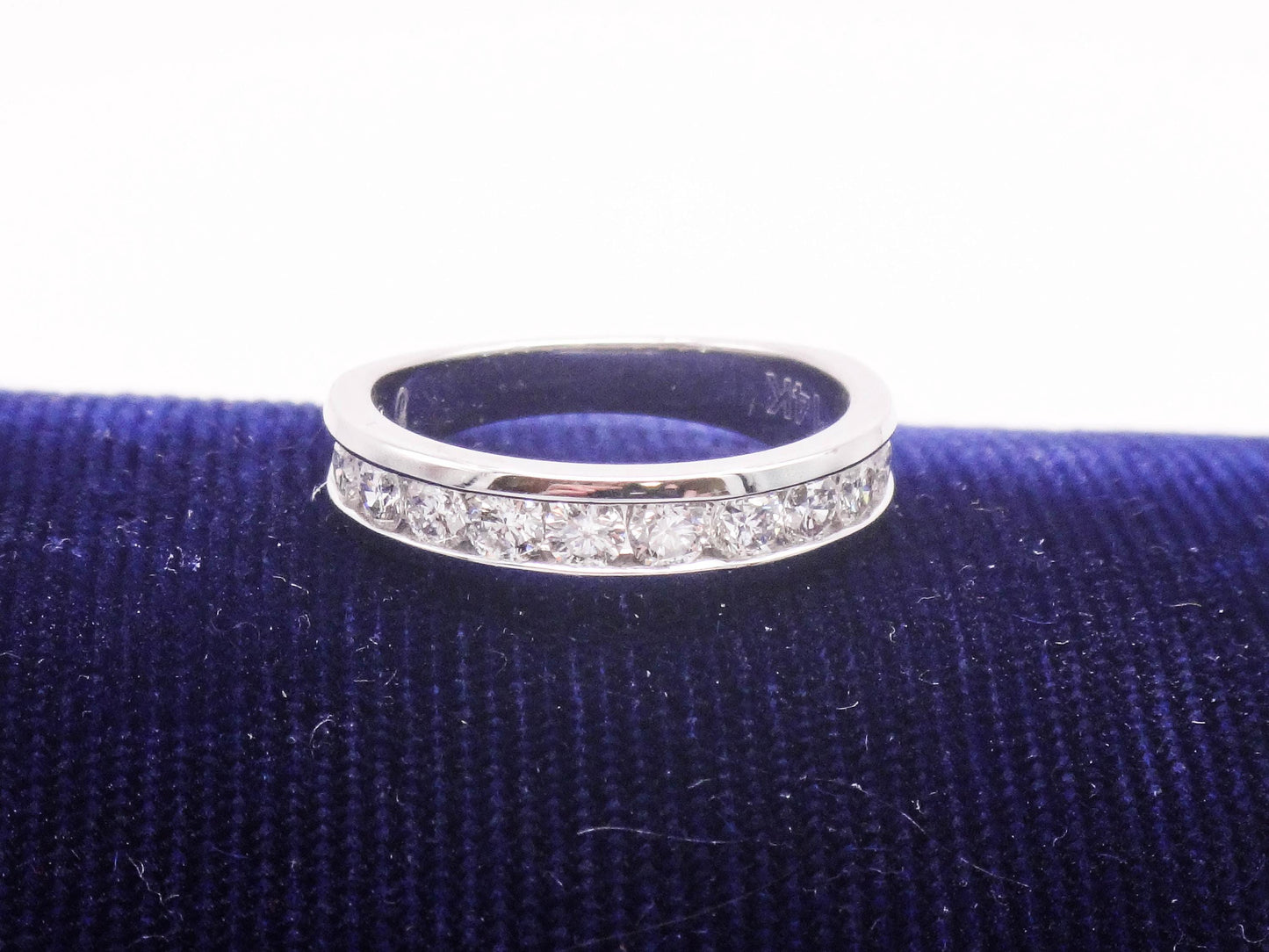 Vintage 14k White Gold Channel Set Natural Diamond Wedding Band, Approximately .75 CTS TDW Size 7