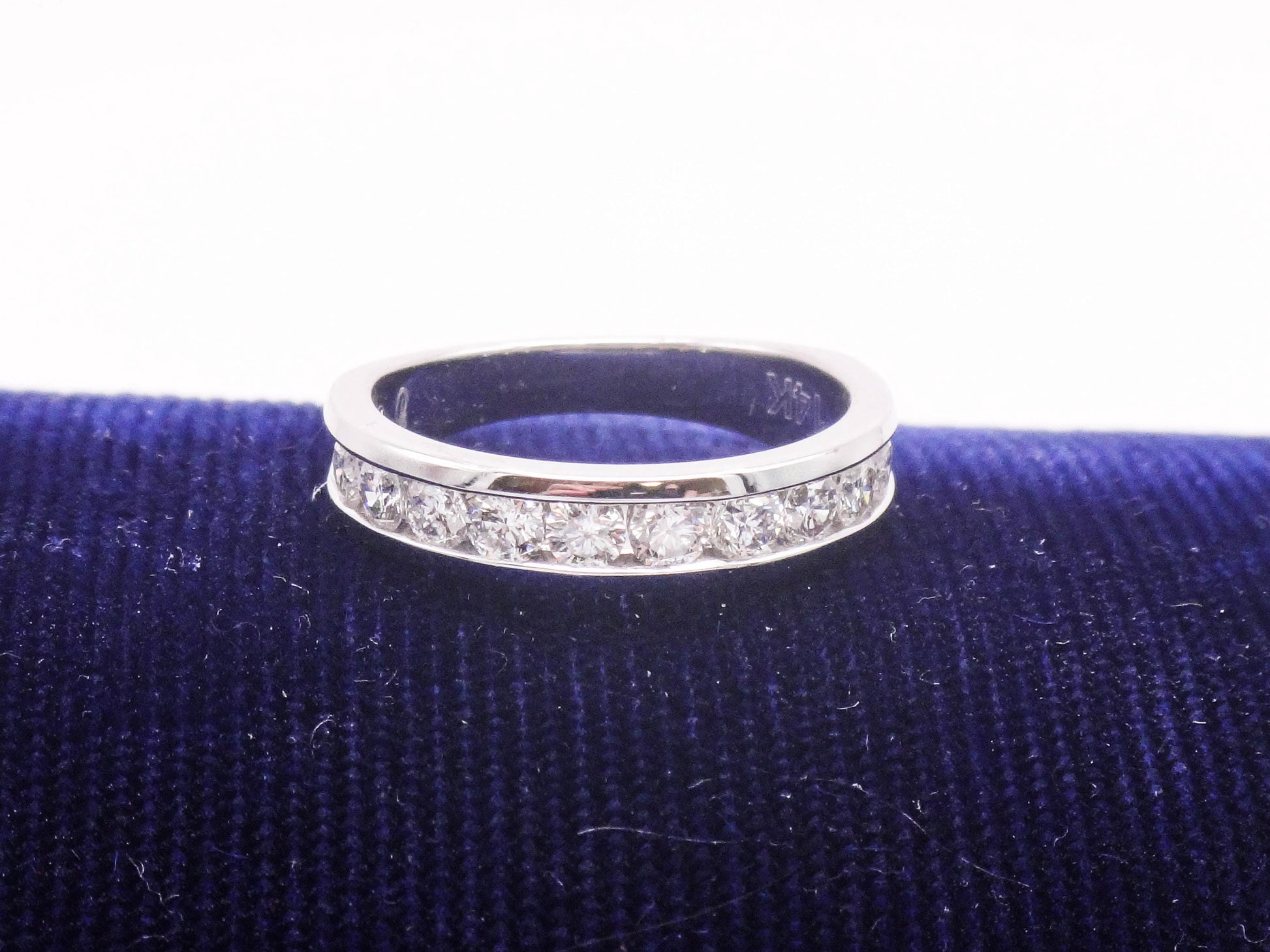 Vintage 14k White Gold Diamond Wedding Band - Channel Set, .75 TDW, Size 7