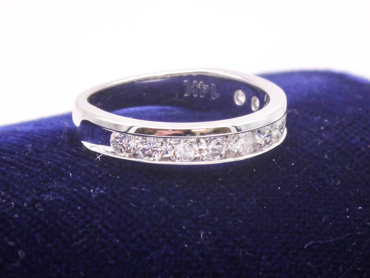 Vintage 14k White Gold Diamond Wedding Band - Channel Set, .75 TDW, Size 7