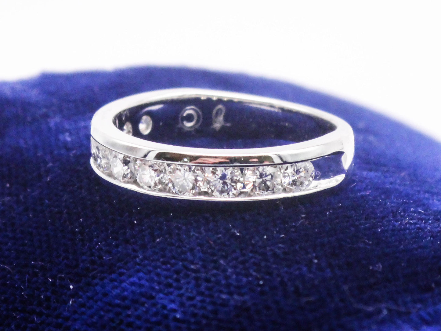 Vintage 14k White Gold Channel Set Natural Diamond Wedding Band, Approximately .75 CTS TDW Size 7