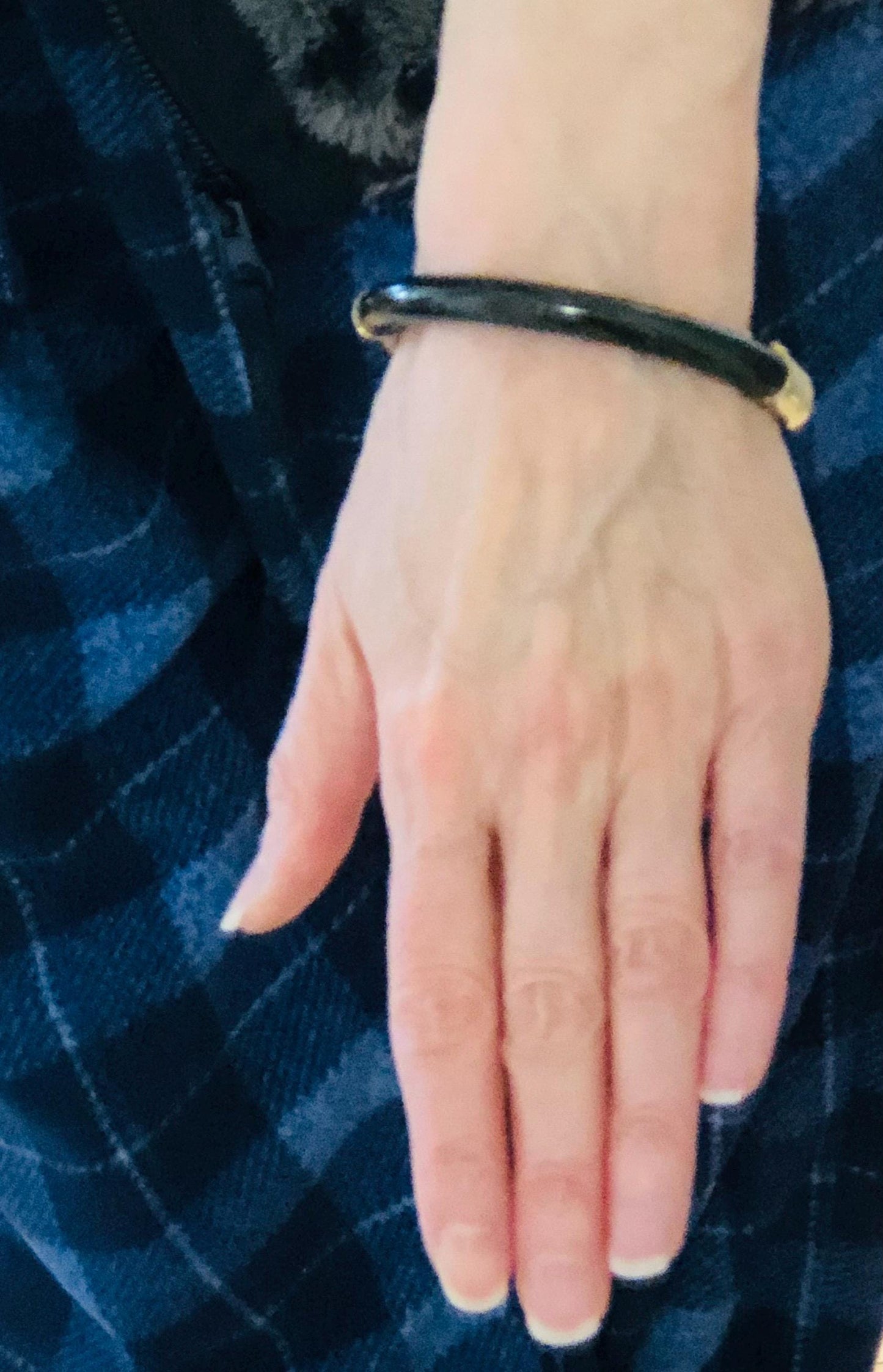 Vintage Black Onyx Hinged Bangle Bracelet