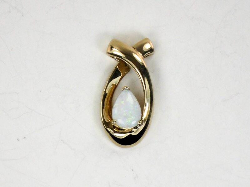 Vintage Large 14k Yellow Gold Natural Opal Slide Pendant