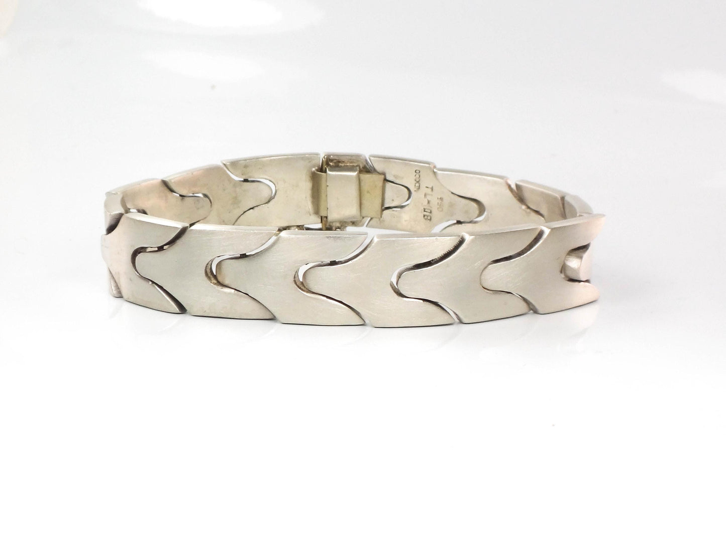 Vintage 950 Silver Y-Link Bracelet: Men's Heavy Modernist Design, 9 Inch