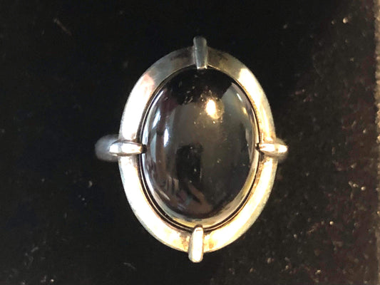 Vintage Metropolitan Museum of Arts Onyx Ring MMA Sterling Silver Bishop's Ring Size 7
