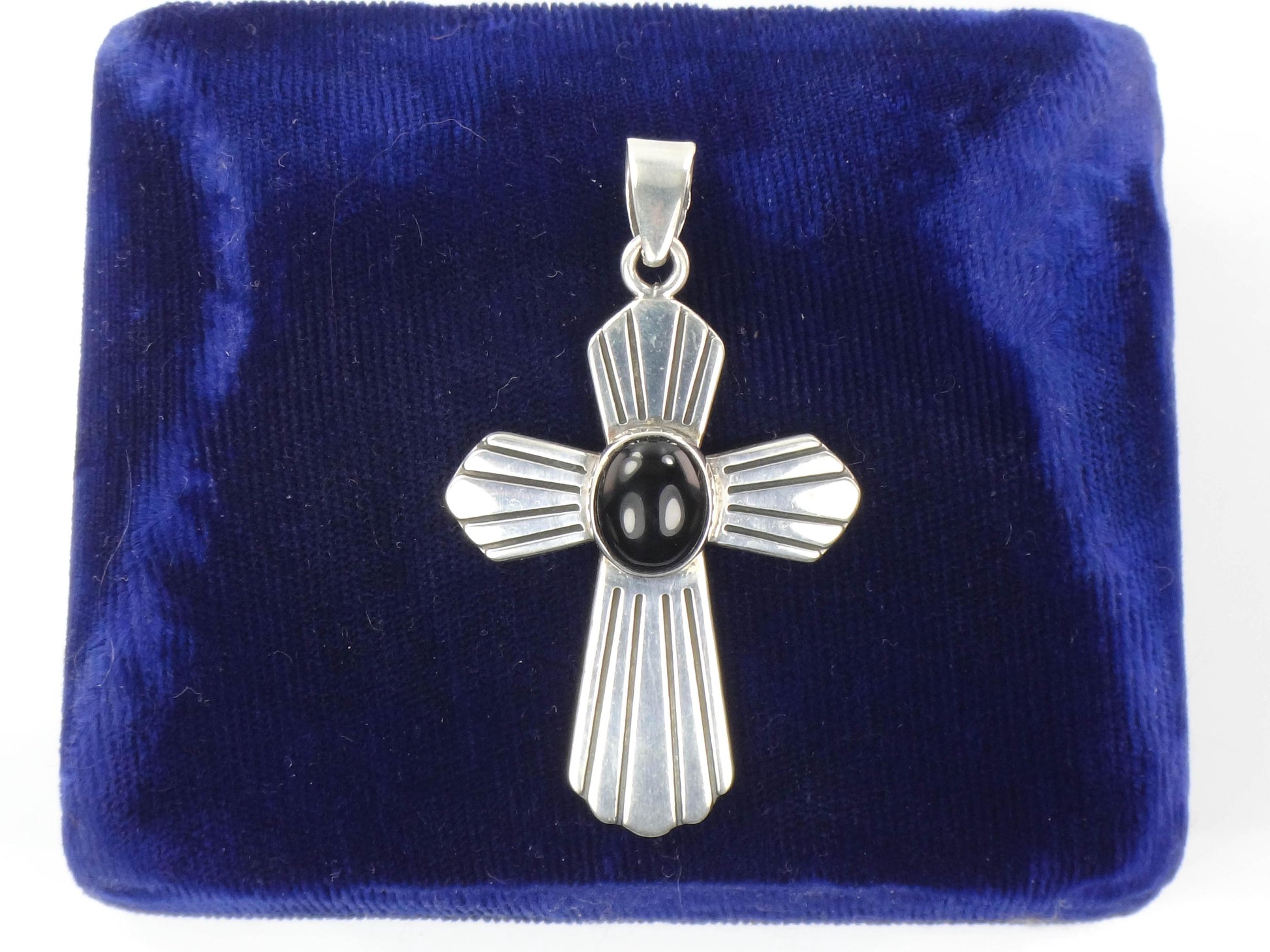 Vintage Sterling Silver Black Onyx Cross Pendant - Mark Wasserman Samara MWS Large Cross