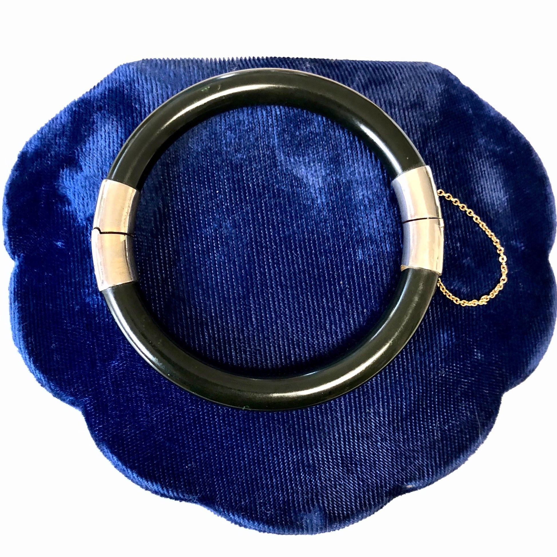 Vintage Black Onyx Hinged Bangle Bracelet