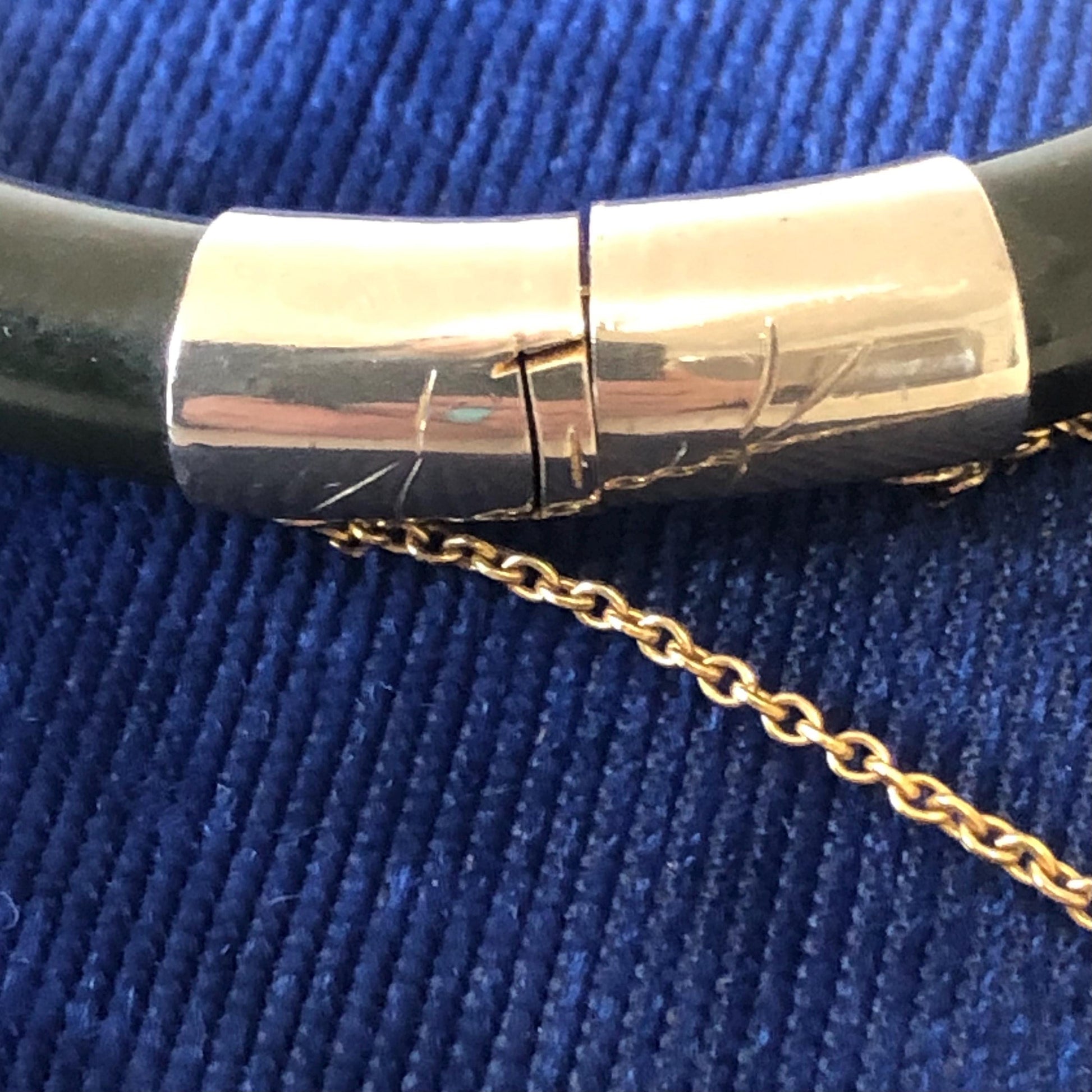 Vintage Black Onyx Hinged Bangle Bracelet